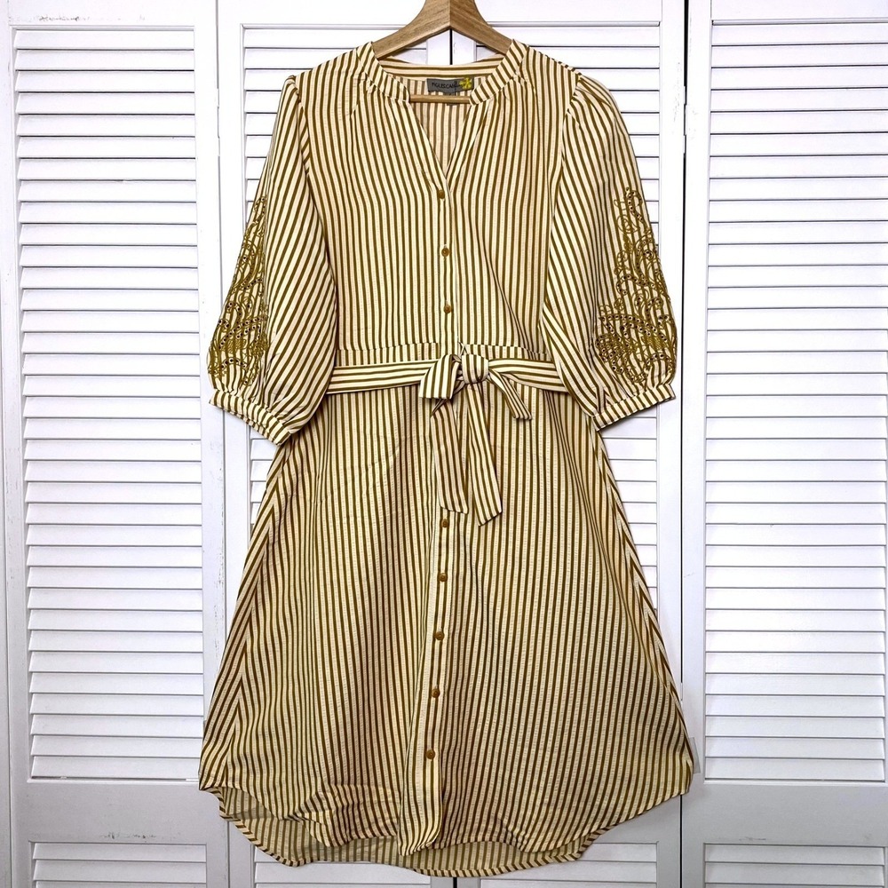 Anthropologie Fig & Flower Large Midi Dress Cottage Romantic Coquette Feminine - Picture 2 of 7